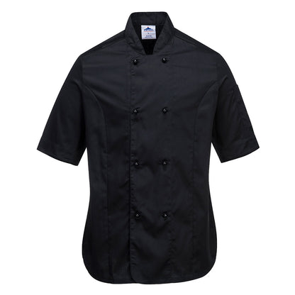 Portwest Rachel Ladies Chefs Jacket S/S in Black