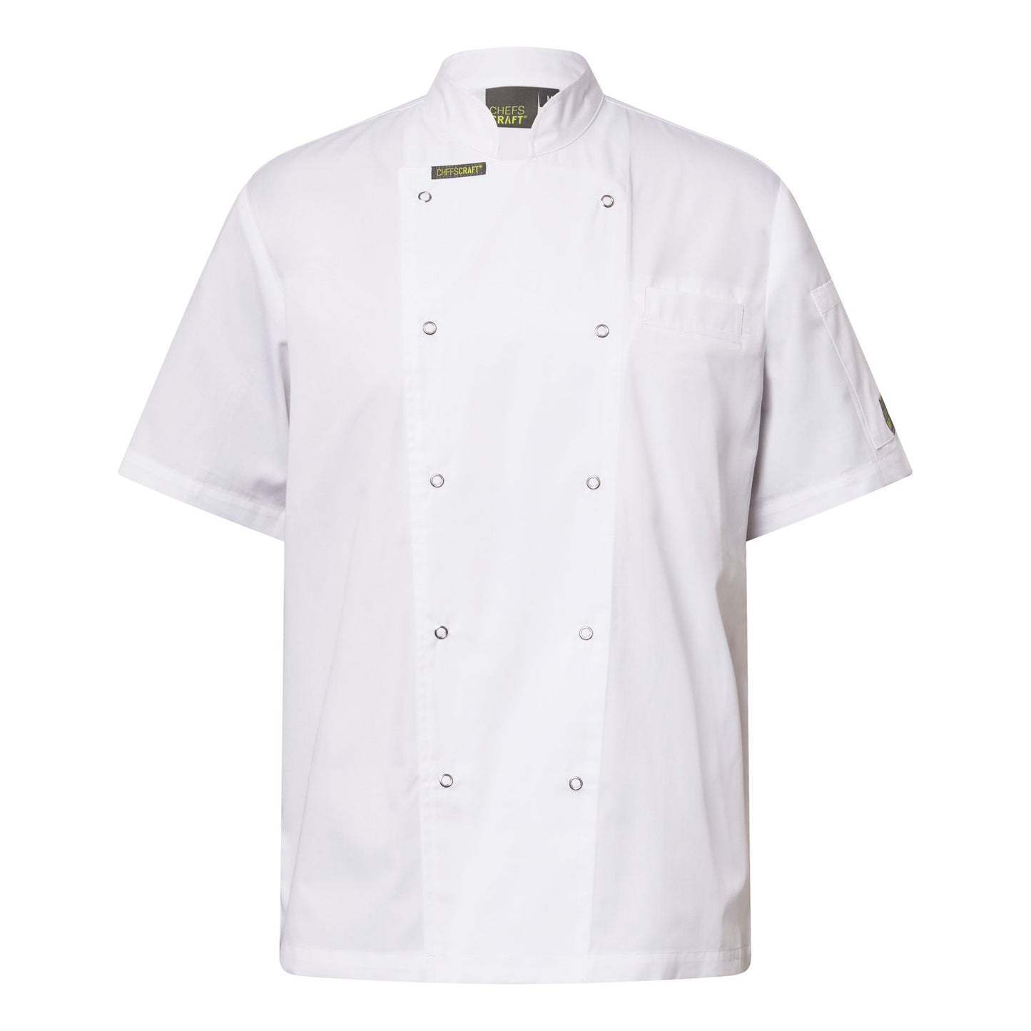 Chefscraft CJ052 Lightweight Executive Short Sleeve Chefs Jacket With Press Studs in White Jkt / White Buttons