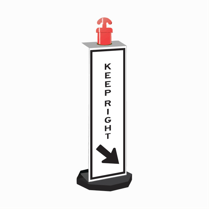 Max Global Products CS3008 Bollard Sign, Keep Right (With Arrow)