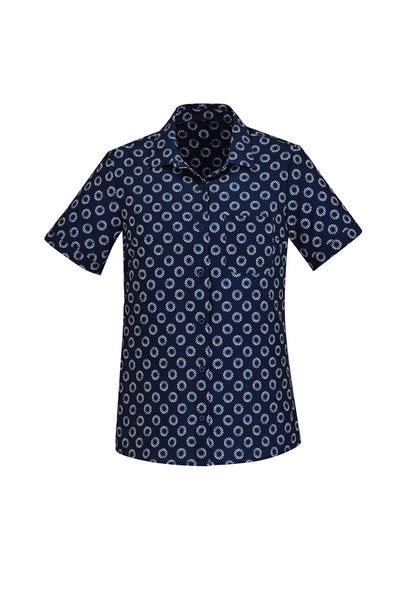 BizCare CS948LS Womens Florence Daisy Print Short Sleeve Shirt