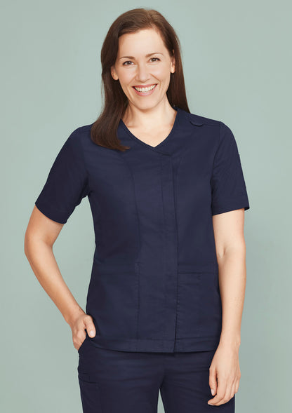 BizCare CST240LS Womens Parks Zip Front Crossover Scrub Top