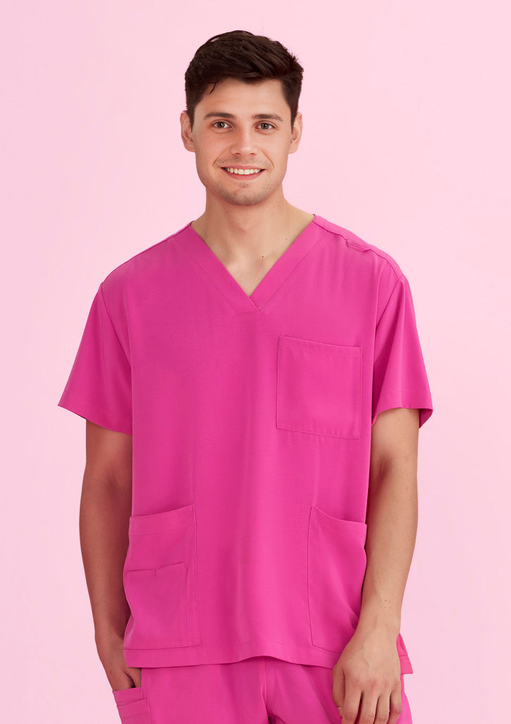 BizCare CST250US Unisex Pink V-Neck Scrub Top