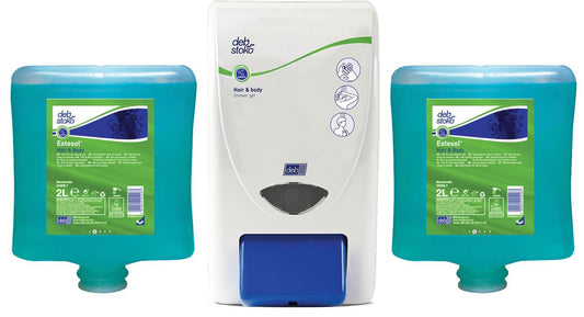 SC JOHNSON DEB D-HAB2LSTPK Deb 2000 Estesol Hair & Body Rainforest Starter Pack 2 Cartridges and 1 Dispenser