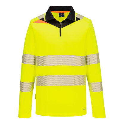 Portwest DX4 Hi-Vis Polo Shirt L/S in Yellow/Black