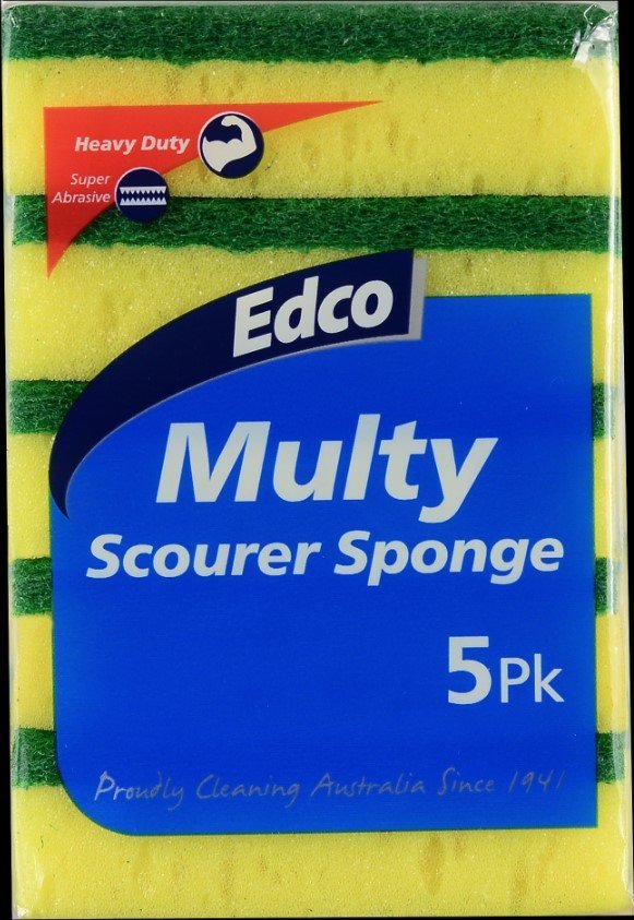 EDCO E18147 Sponge Scourer 95mm x 70mm x 30mm Pack of 5