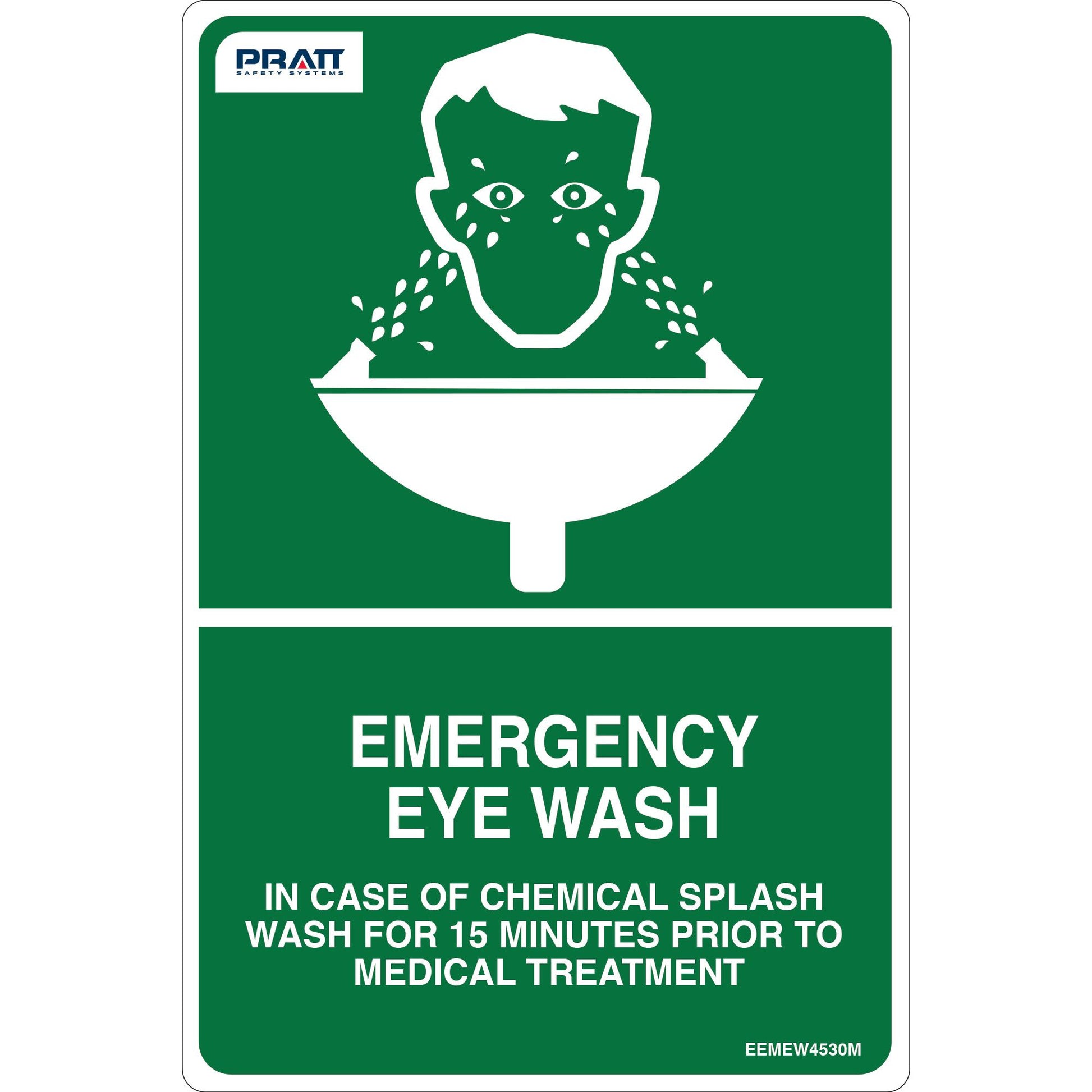 Pratt Safety Emergency Eyewash Sign 450 x 300mm Metal