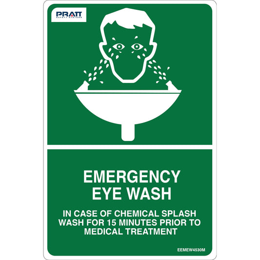 Pratt Safety Emergency Eyewash Sign 450 x 300mm Metal