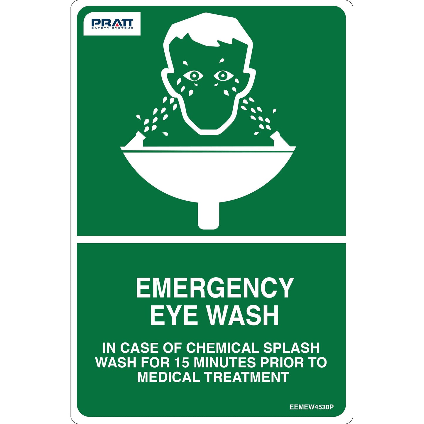 Pratt Safety Emergency Eyewash Sign 450 x 300mm Poly