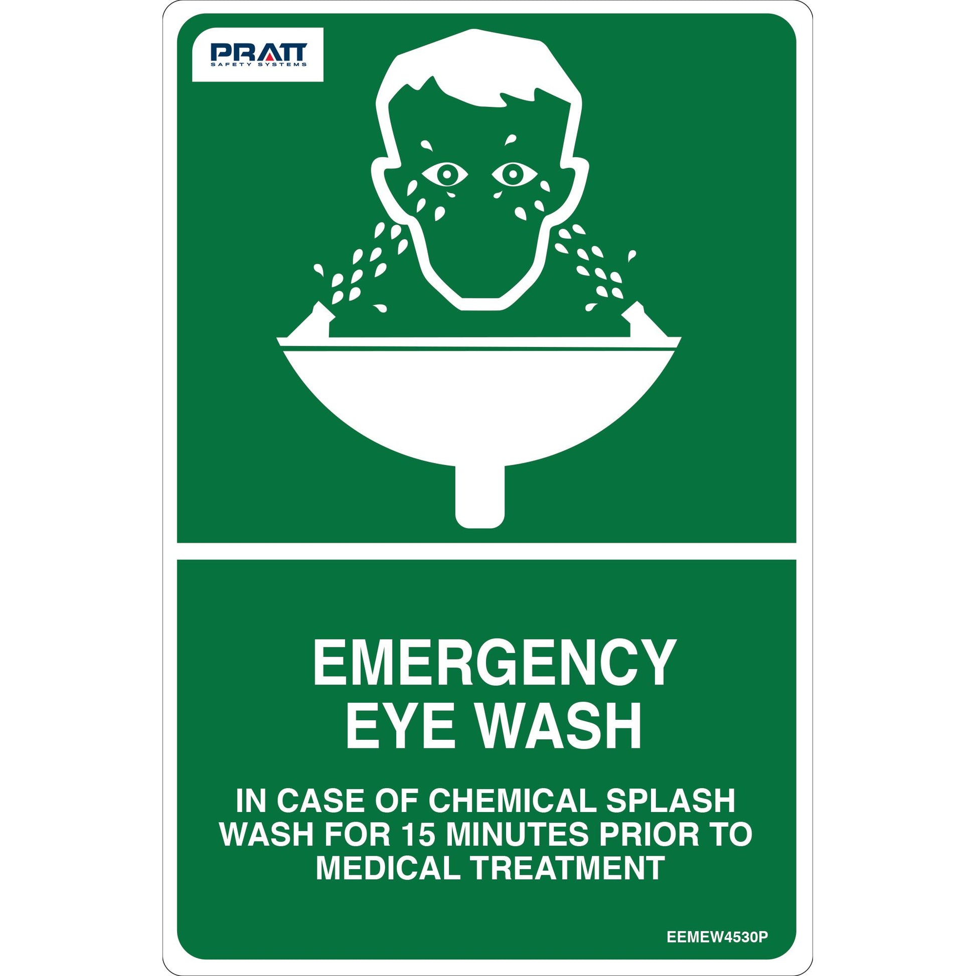 Pratt Safety Emergency Eyewash Sign 450 x 300mm Poly