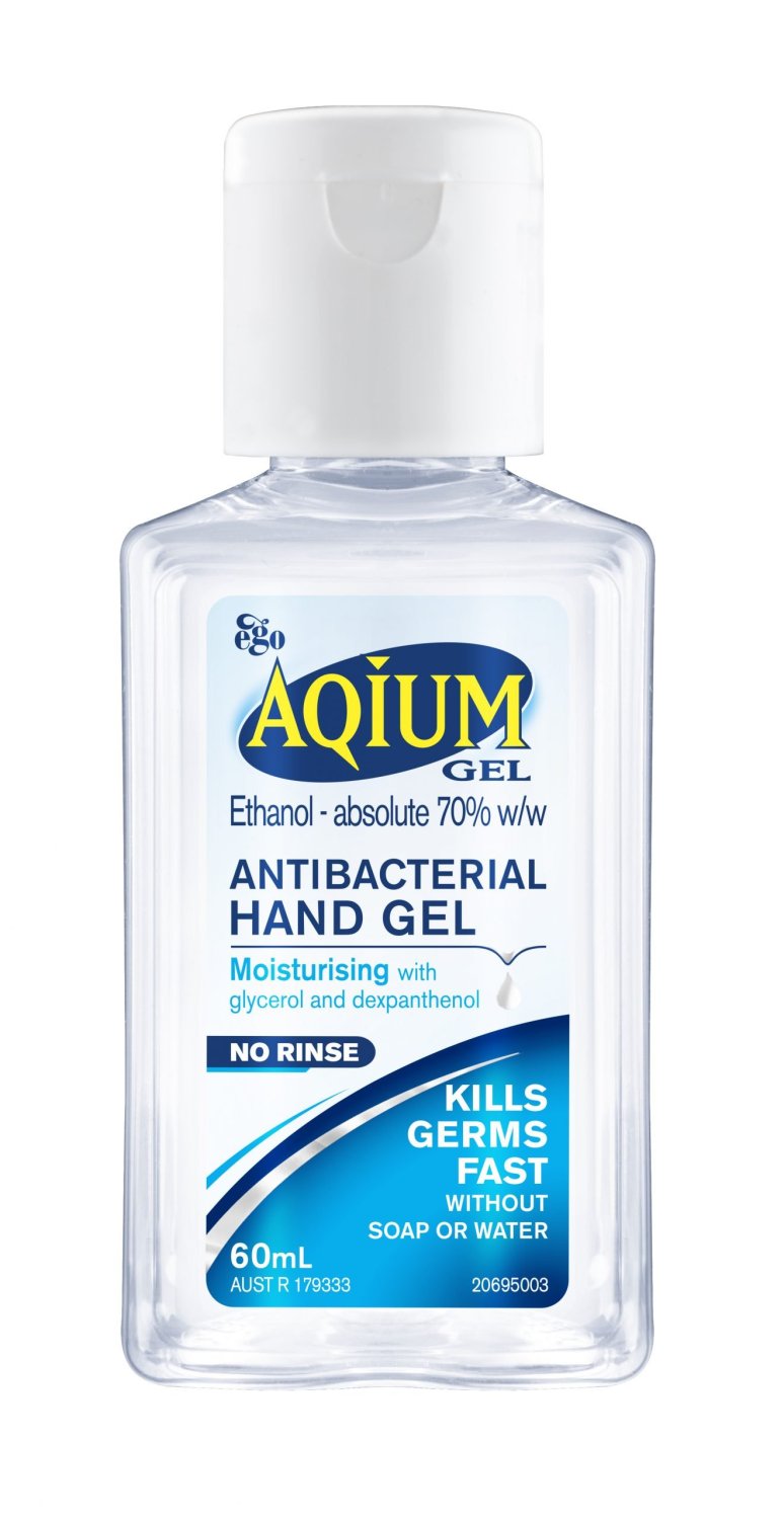EGO PHARMACEUTICALS EP11354 Aqium Antibacterial Hand Sanitiser Gel 60mL