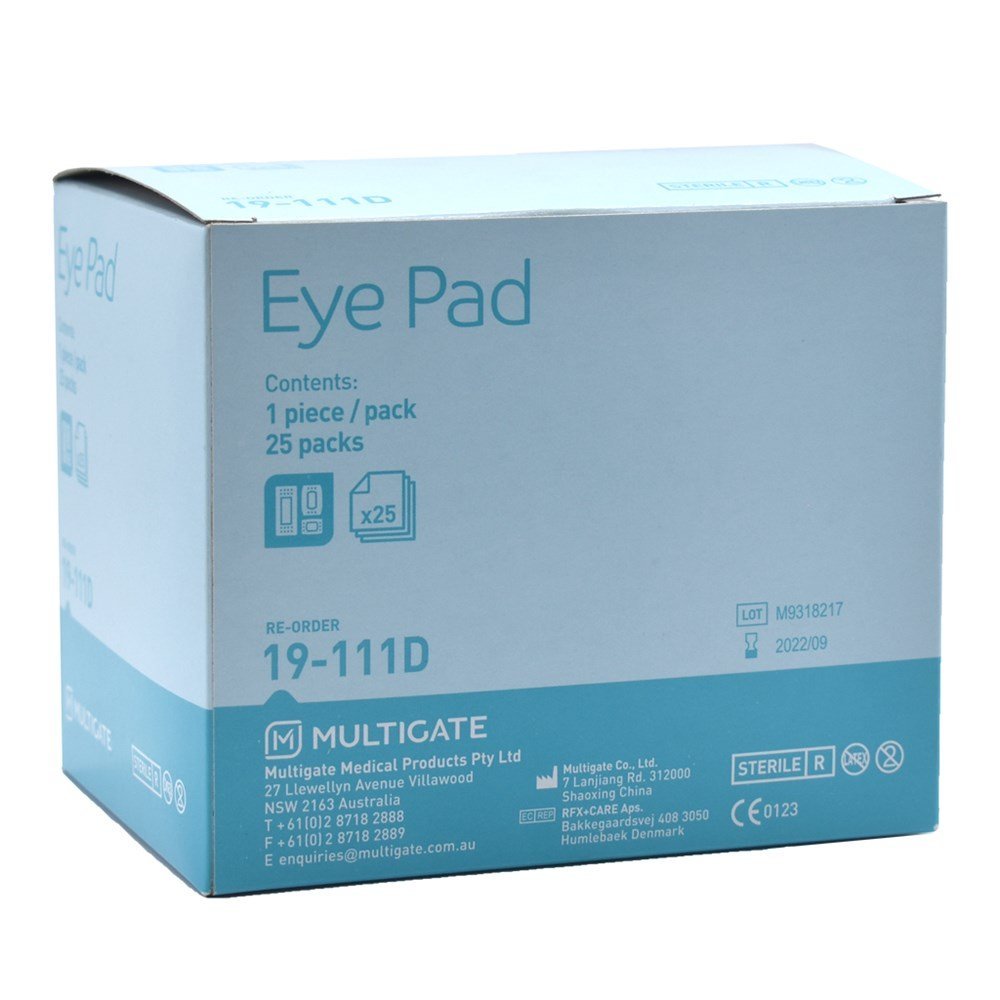 MULTIGATE MEDICAL EP25 Sterile Eye Pads 80mm x 60mm Box of 25