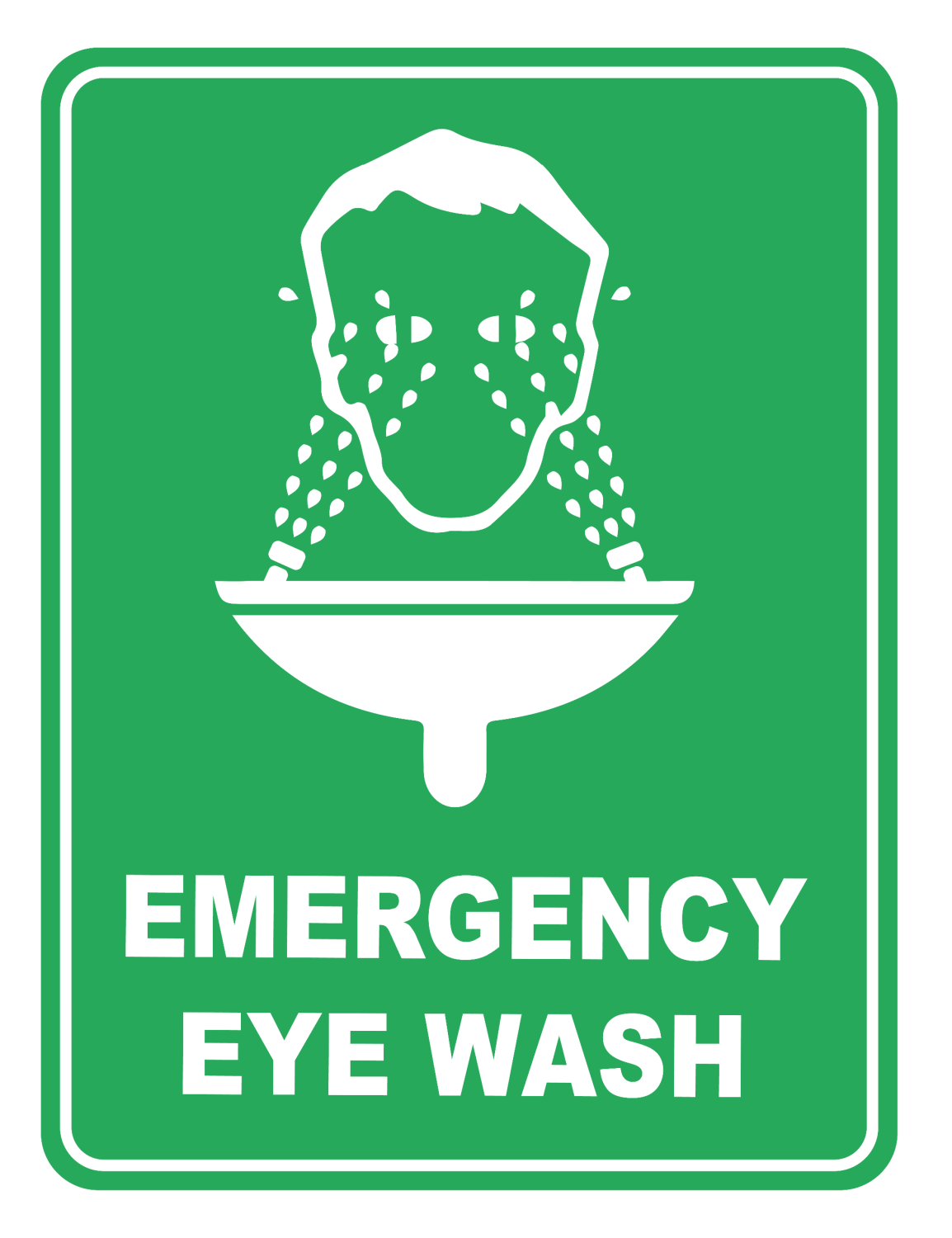 Max Global Products PS3BV Emergency Eye Wash Sign, Vinyl Self-Adhesive, 300 x 225mm
