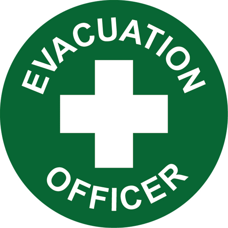 Max Global Products S9118 Evacuation Officer, Round Hardhat Stickers, Pack/12 Sign