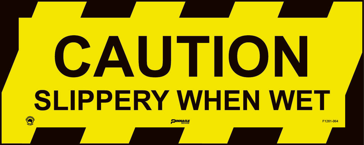 Max Global Products F1281-064 Floor Graphics, , Anti-Slip, Caution Slippery When Wet Sign
