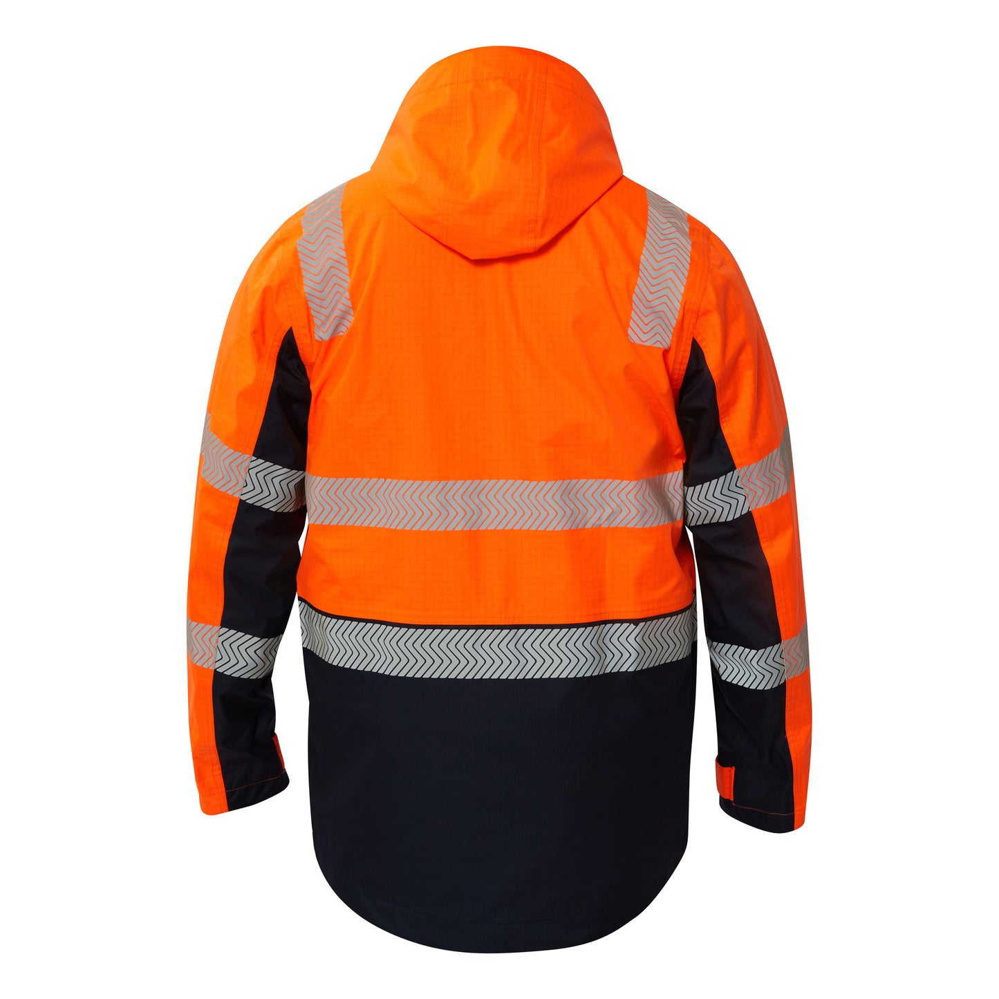 Flamebuster FJV033 Mens FR Hi Vis Wet Weather Segmented Reflective Jacket in Orange/Navy