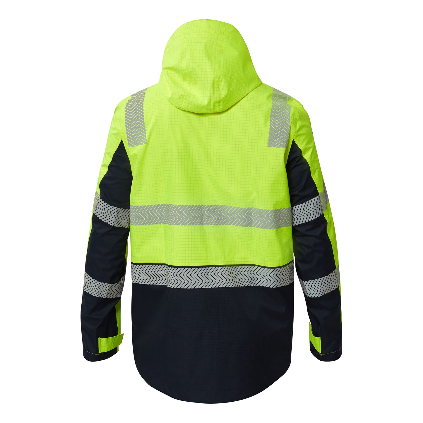 Flamebuster FJV033 Mens FR Hi Vis Wet Weather Segmented Reflective Jacket in Yellow/Navy