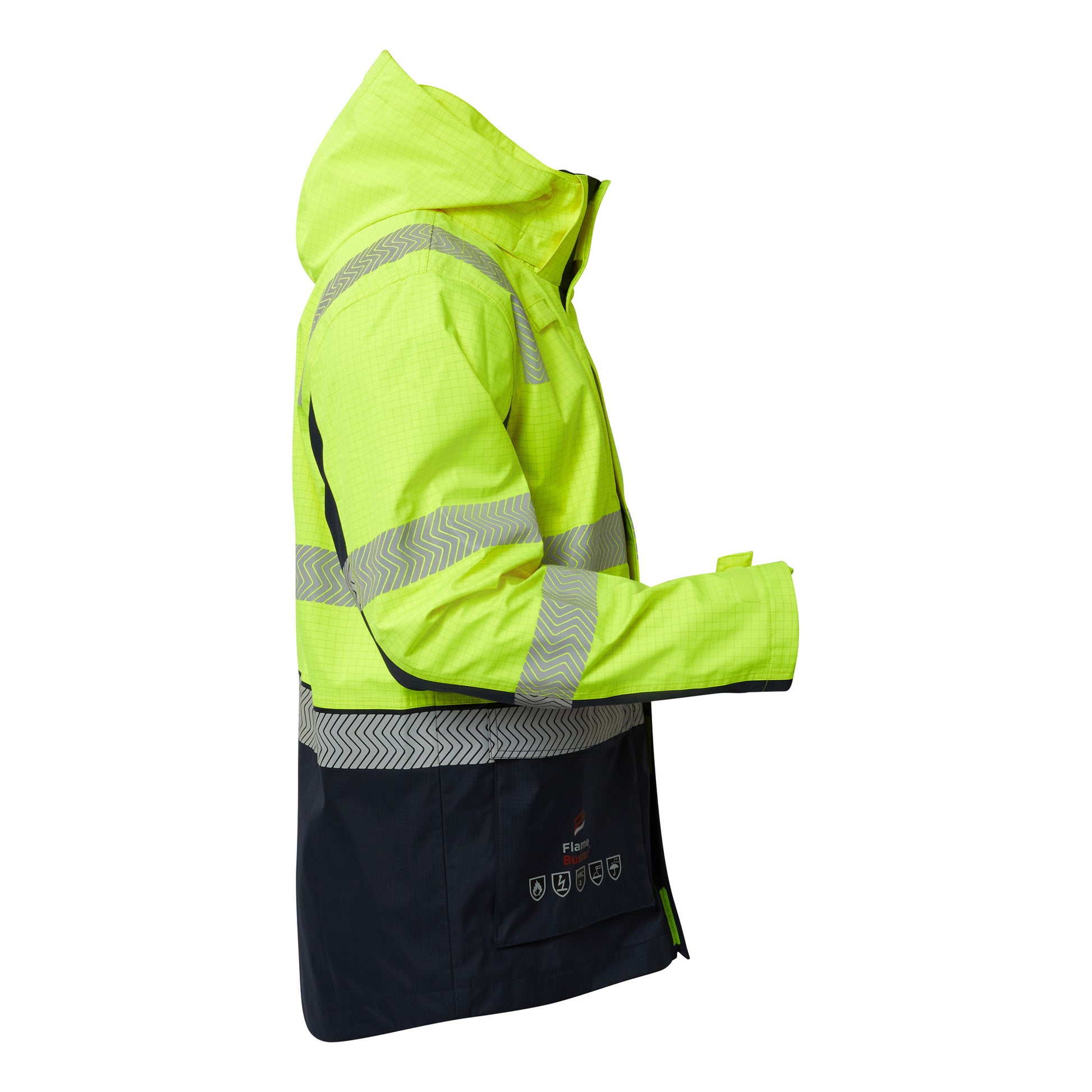 Flamebuster FJV032 Mens HRC2 Inherent Reflective Wet Weather 3 In 1 Jacket in Yellow/Navy