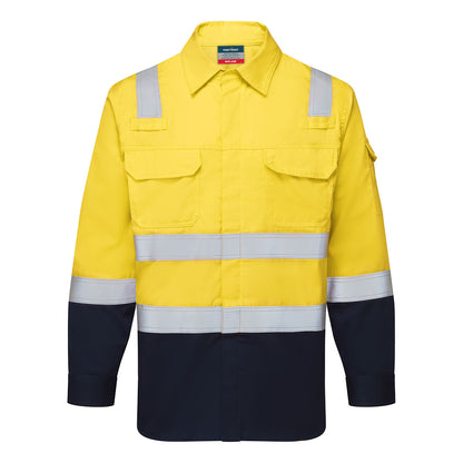 Portwest Bizflame Work Two Tone FR Shirt in Yellow/Navy