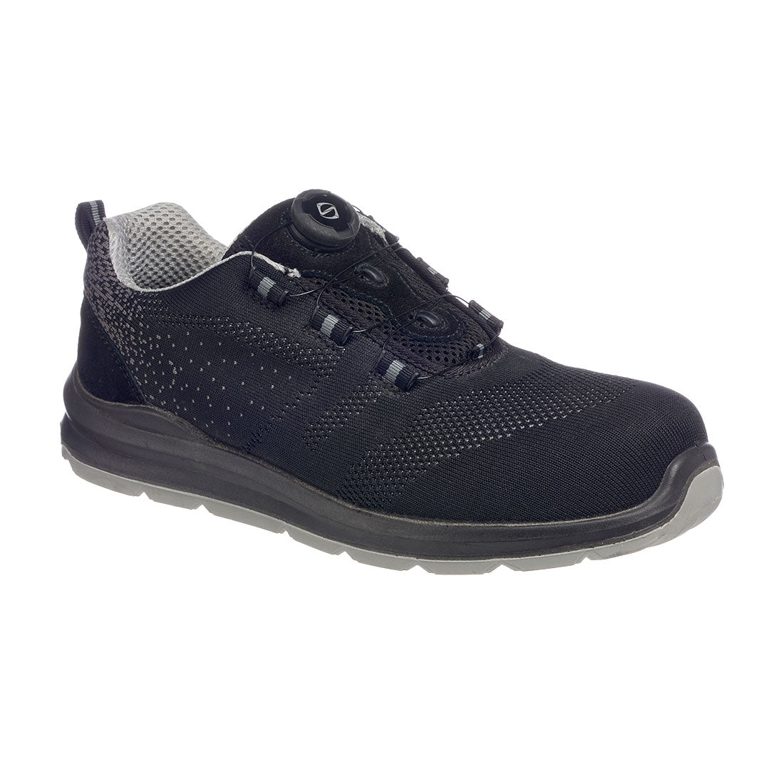 Portwest Wire Lace Safety Trainer S1P in Black/Grey