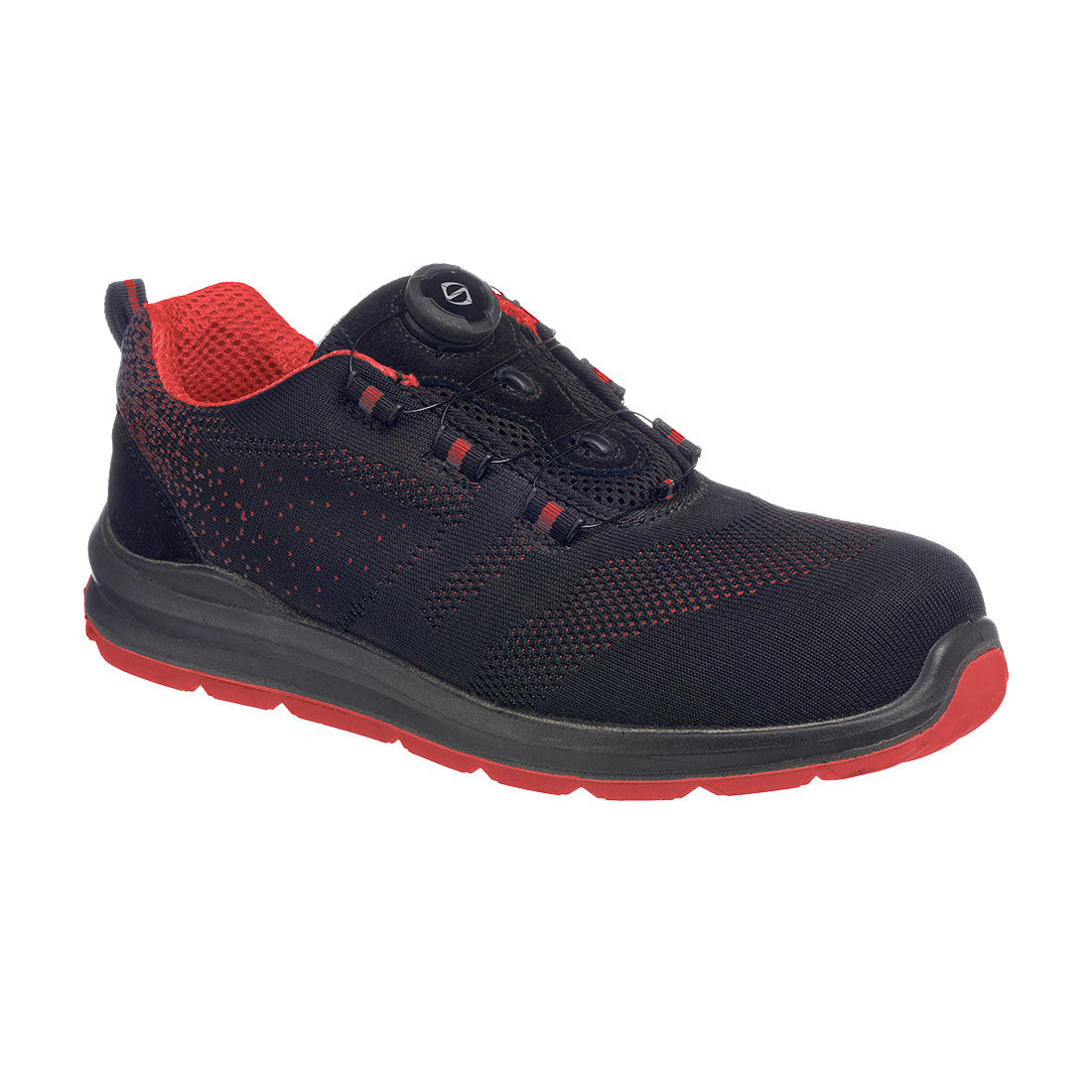 Portwest Wire Lace Safety Trainer S1P in Black/Red