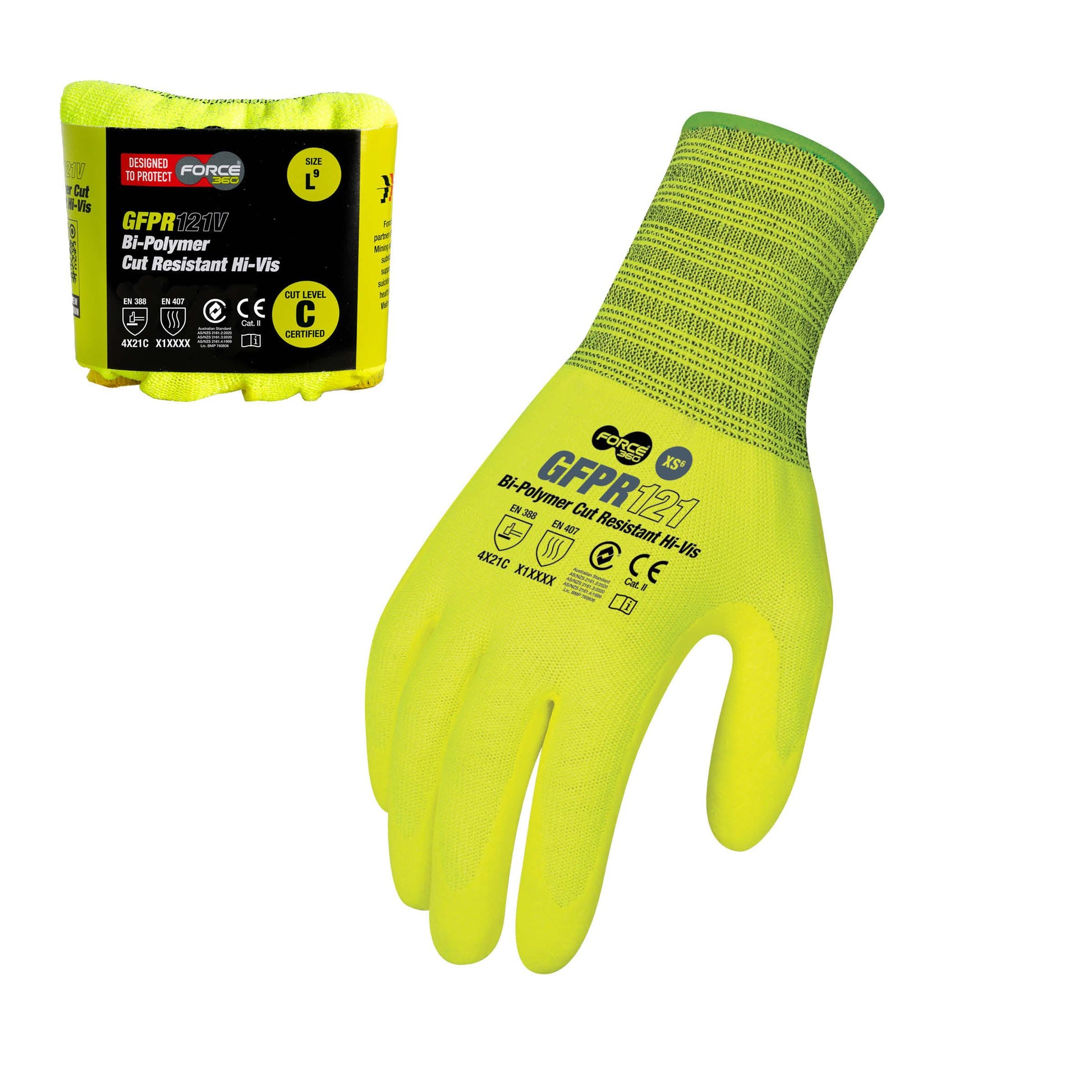 Force360 Force360 Bi-Polymer Cut Hi-Vis Cut Resistant Glove (Cut Level C)