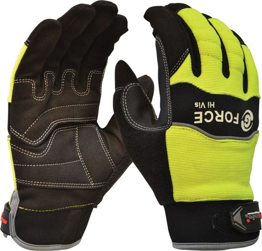 Maxisafe GMY277 G-Force Hi-Vis Mechanics Glove, full finger