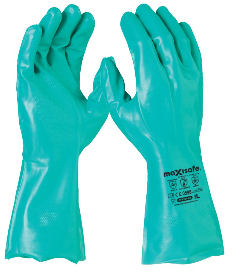 Maxisafe GNF127 Green Nitrile Chemical Glove - 33cm