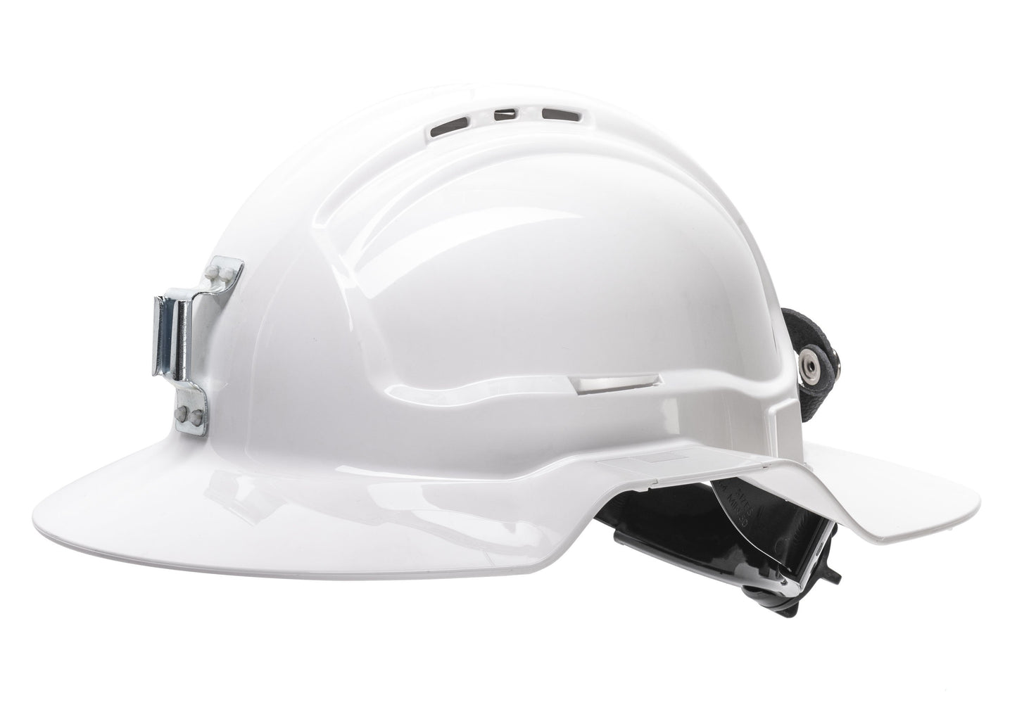 Maxisafe HBB57RH-MLV-WH White Broadbrim Hard Hat w/ Metal Miners Bracket