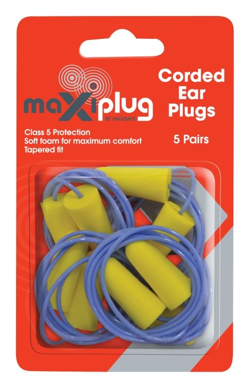Maxisafe HEC670 MaxiPlug Corded Ear Plugs - Blister Pack of 5 pairs