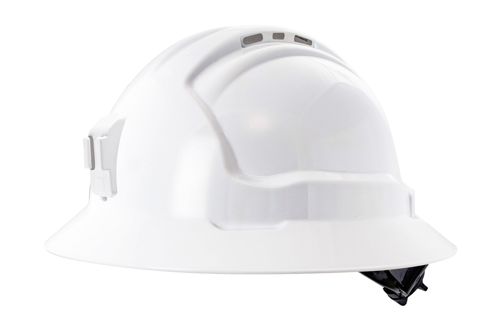 Maxisafe HFB41RH-PL-WH Tuffgard Full Brim Vented Hard Hat with Plastic Miners Lamp