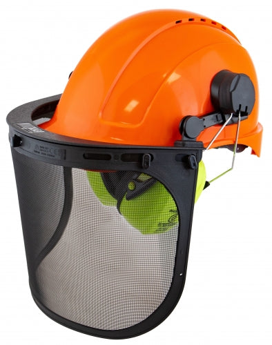 Maxisafe HFK429A Forestry Kit - Orange Helmet with Mesh Visor & Earmuff