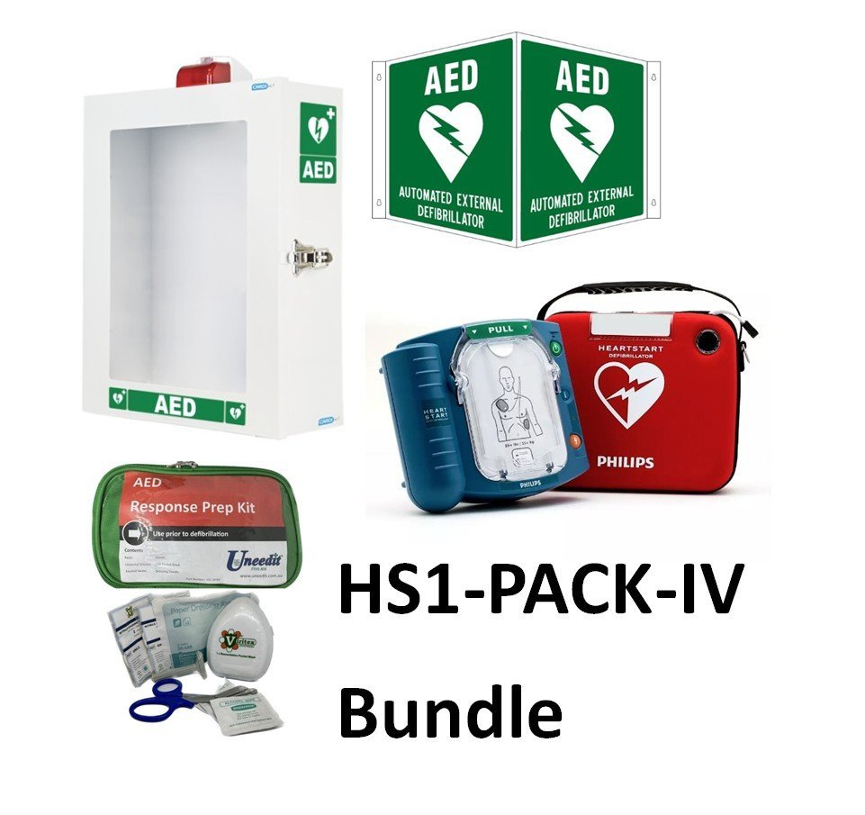 HEARTSTREAM - PHILIPS HS1-PACK-IV HeartStart HS1 Defibrillator Package with Case and Alarmed Cabinet