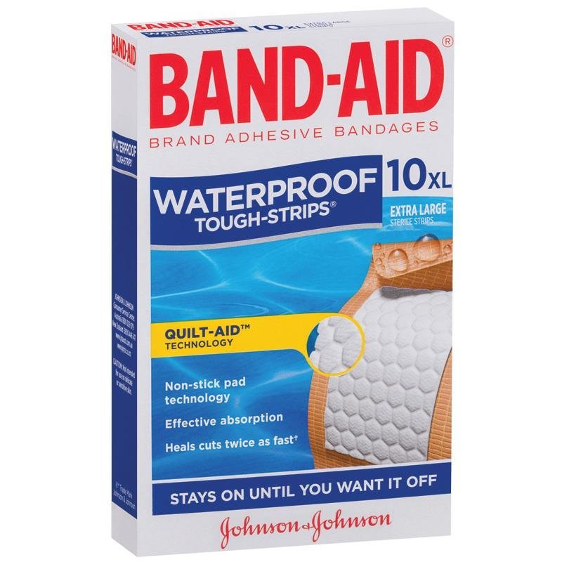 JOHNSON & JOHNSON J37401208 Band-Aid Tough Strips Waterproof Extra Large Pack of 10