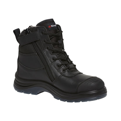 King Gee K27155 Tradie Zip/Lace Composite Safety Work Boots 6" - Black