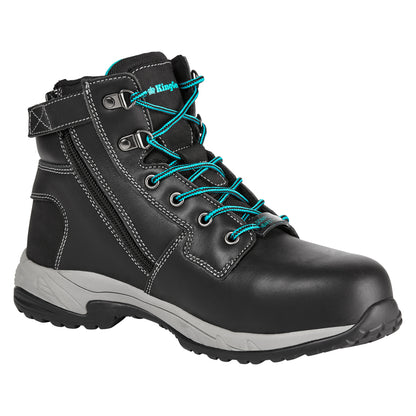 King Gee K27360 Women's Tradie Hybrid Zip/Lace Composite Cap Work Boots 6" - Black