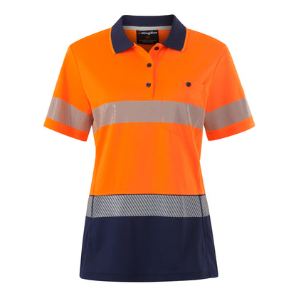 King Gee K44224 Womens Workcool Hyperfreeze Spliced Short Sleeve Polo with Segmented Tape