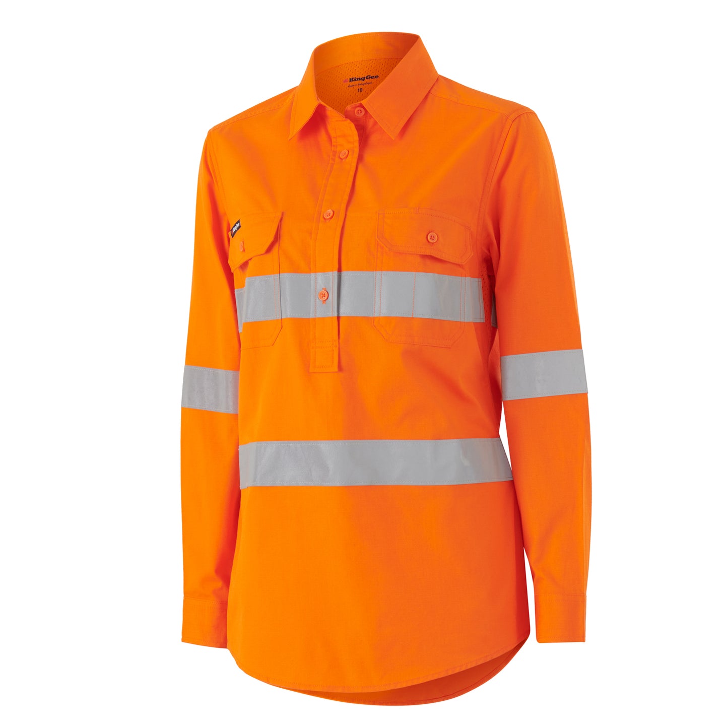 King Gee K44228 Womens Workcool Vented Closed Front Shirt Taped Long Sleeve