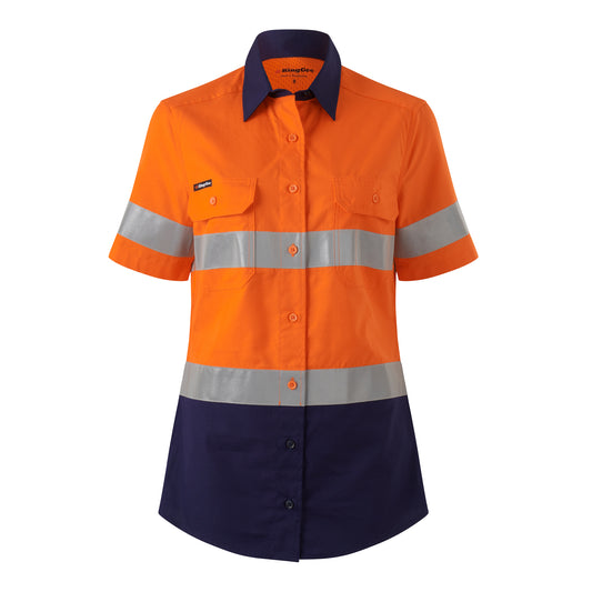 King Gee K44229 Womens Workcool Vented Reflective Short Sleeve Shirt