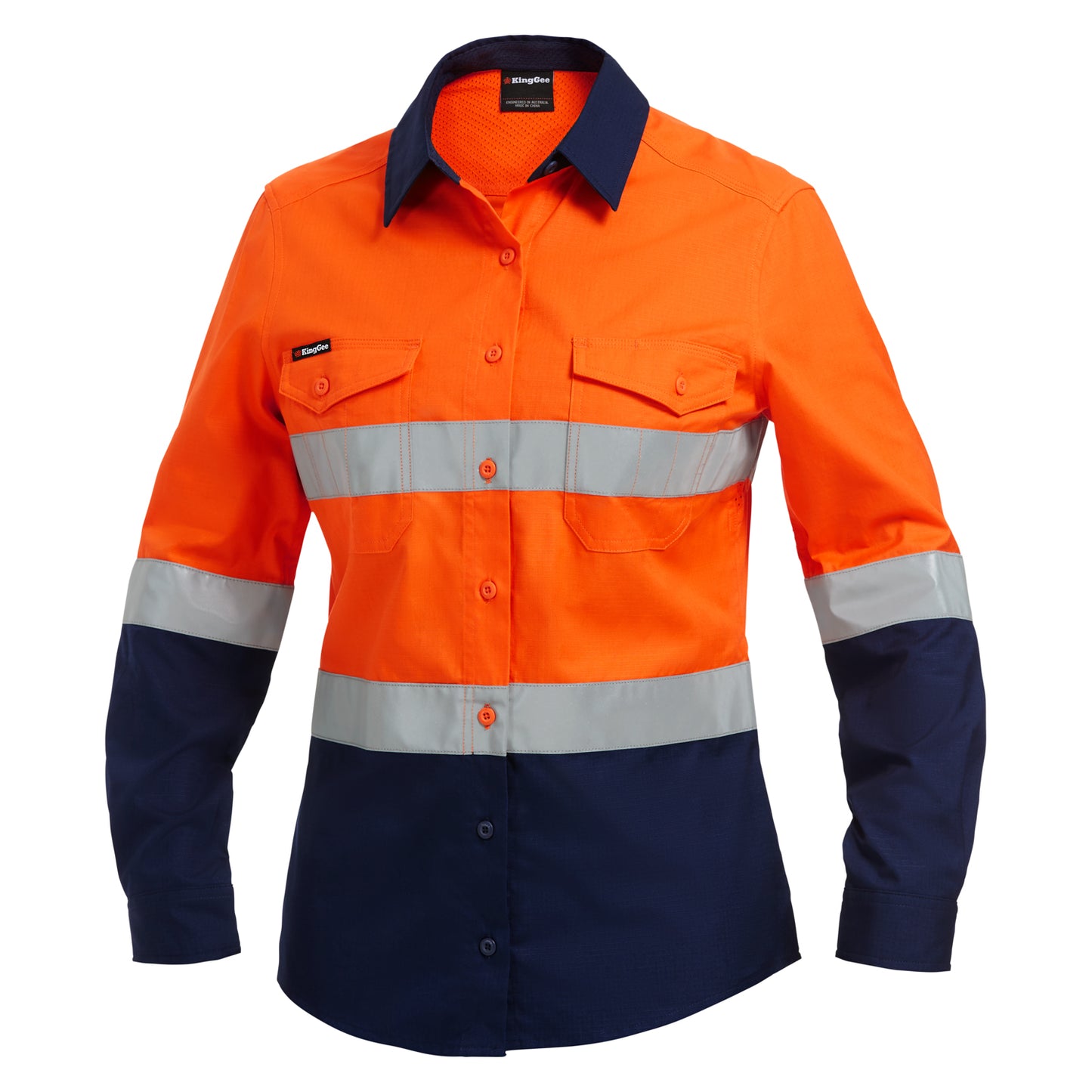 King Gee K44544 Women's Workcool 2 Hi-Vis Lightweight Reflective Work Shirt