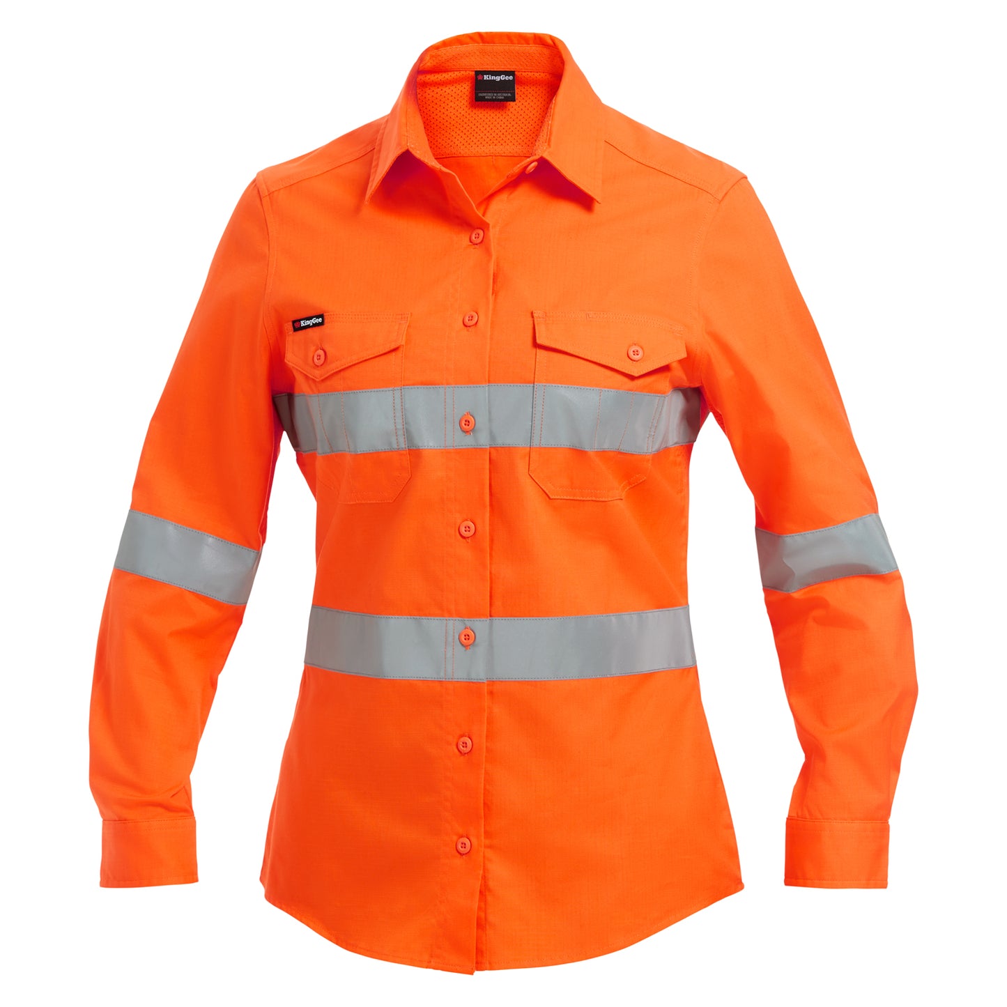 King Gee K44545 Women's Workcool 2 Hi-Vis Reflective Work Shirt