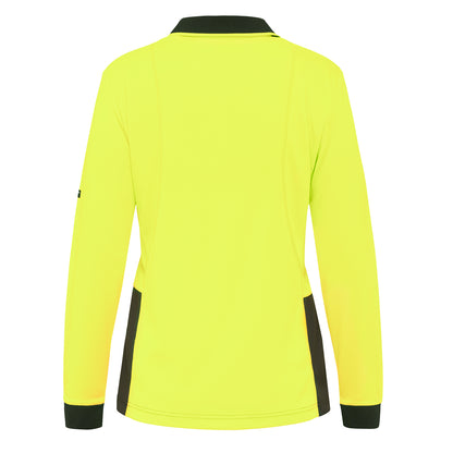 King Gee K44730 Women's Workcool Hyperfreeze Hi-Vis Long Sleeve Polo Shirt