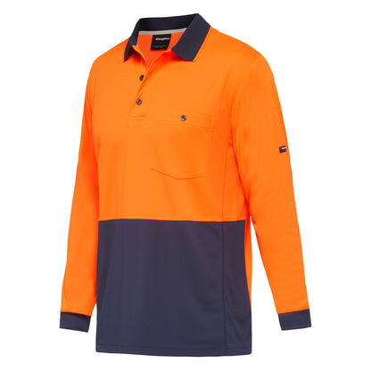 King Gee K54235 Workcool Hyperfreeze Hi-Vis Two Tone Long Sleeve Polo Shirt