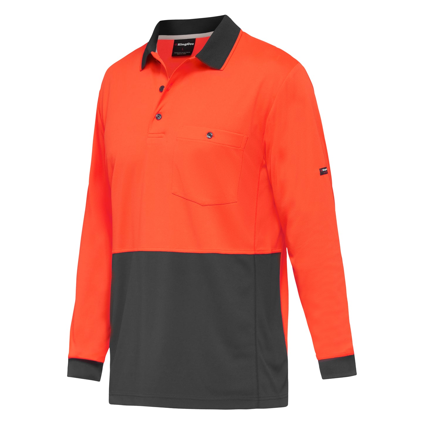 King Gee K54235 Workcool Hyperfreeze Hi-Vis Two Tone Long Sleeve Polo Shirt