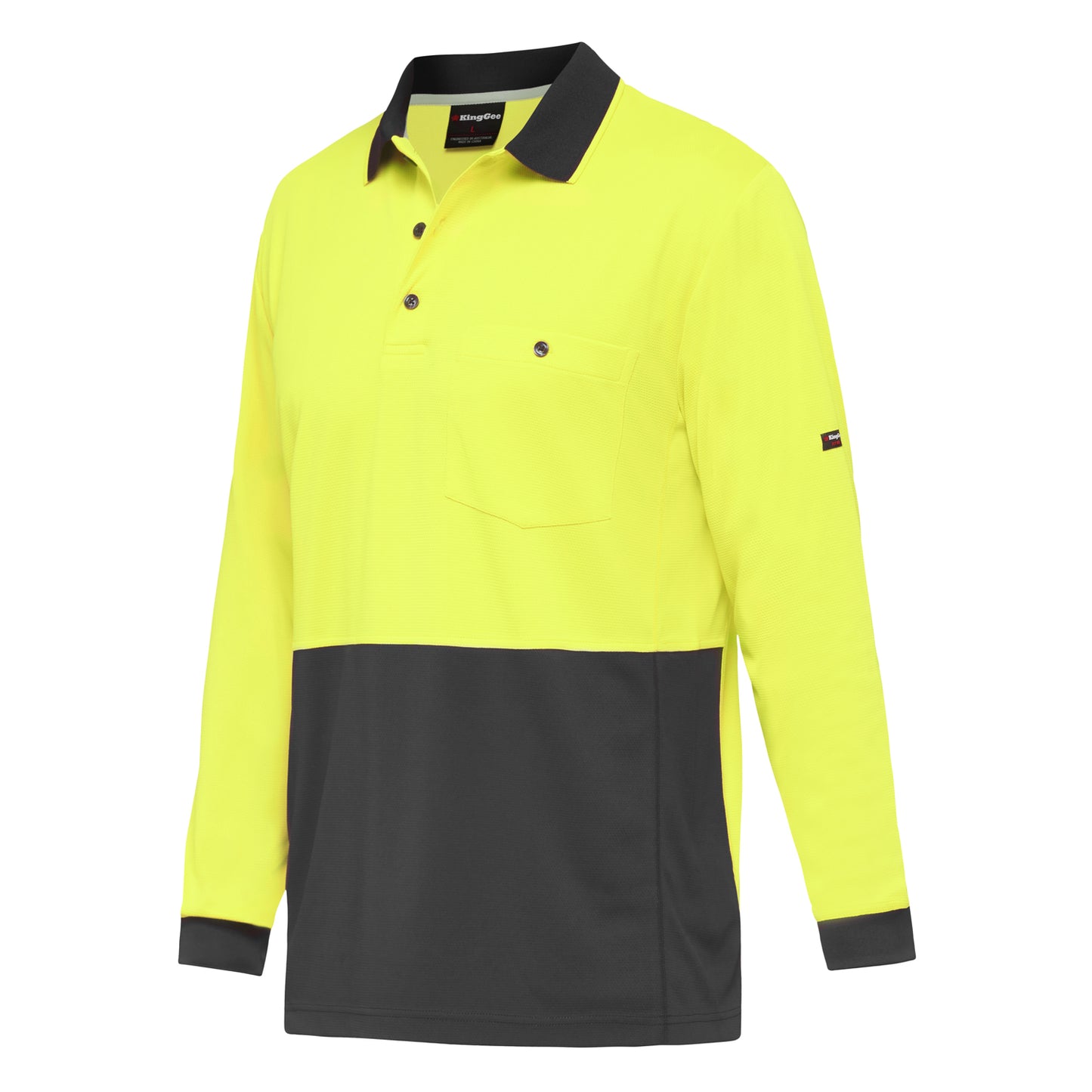 King Gee K54235 Workcool Hyperfreeze Hi-Vis Two Tone Long Sleeve Polo Shirt