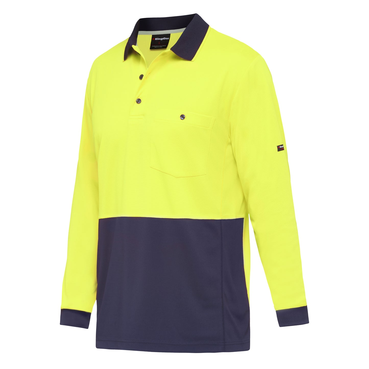 King Gee K54235 Workcool Hyperfreeze Hi-Vis Two Tone Long Sleeve Polo Shirt