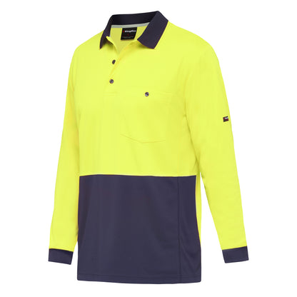 King Gee K54235 Workcool Hyperfreeze Hi-Vis Two Tone Long Sleeve Polo Shirt