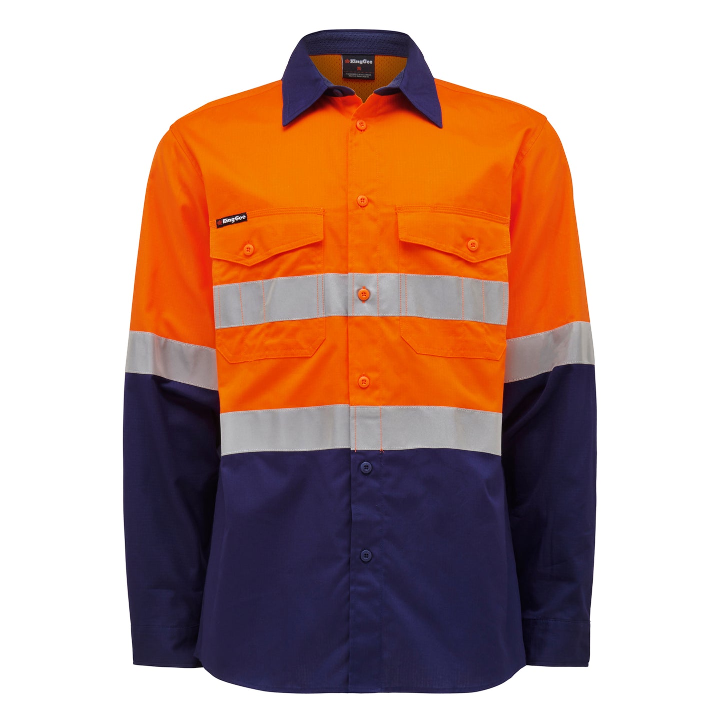 King Gee K54880 Workcool 2 Hi-Vis Reflective Two Tone Long Sleeve Work Shirt
