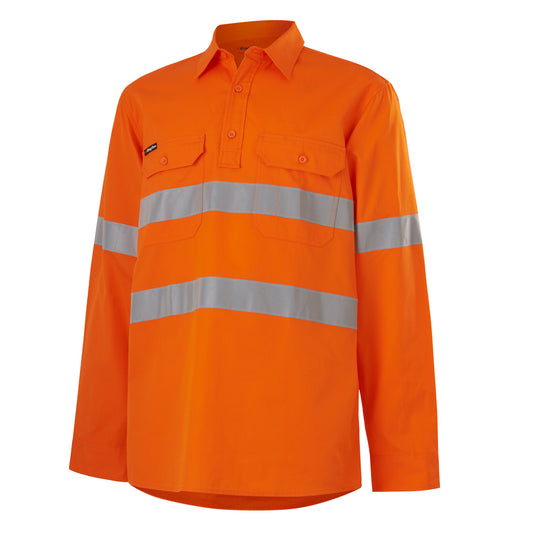 King Gee K54916 Workcool Vented Closed Front Shirt Taped Long Sleeve