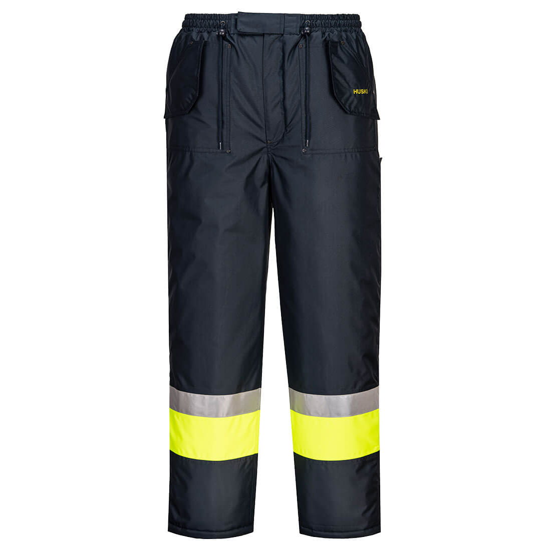 Portwest Huski Hi-Vis Contrast Freezer Pants in Yellow/Navy