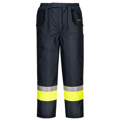 Portwest Huski Hi-Vis Contrast Freezer Pants in Yellow/Navy